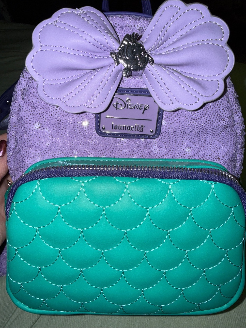 Loungefly Disney Little Mermaid Mini Backpack with Matching Wallet - Picture 2 of 9
